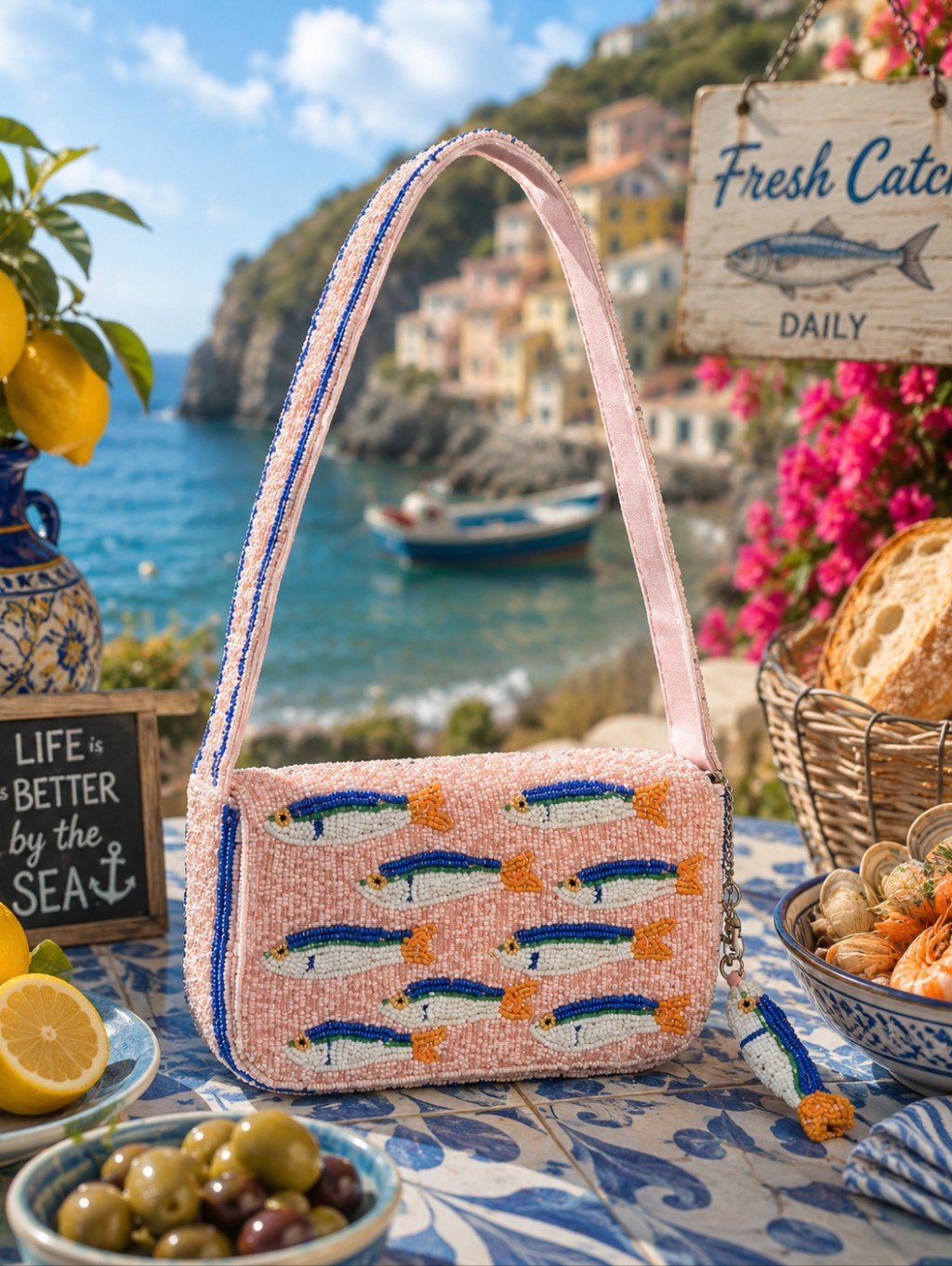 New Beaded Pink Sardine Shoulder Bag - Viral Rare